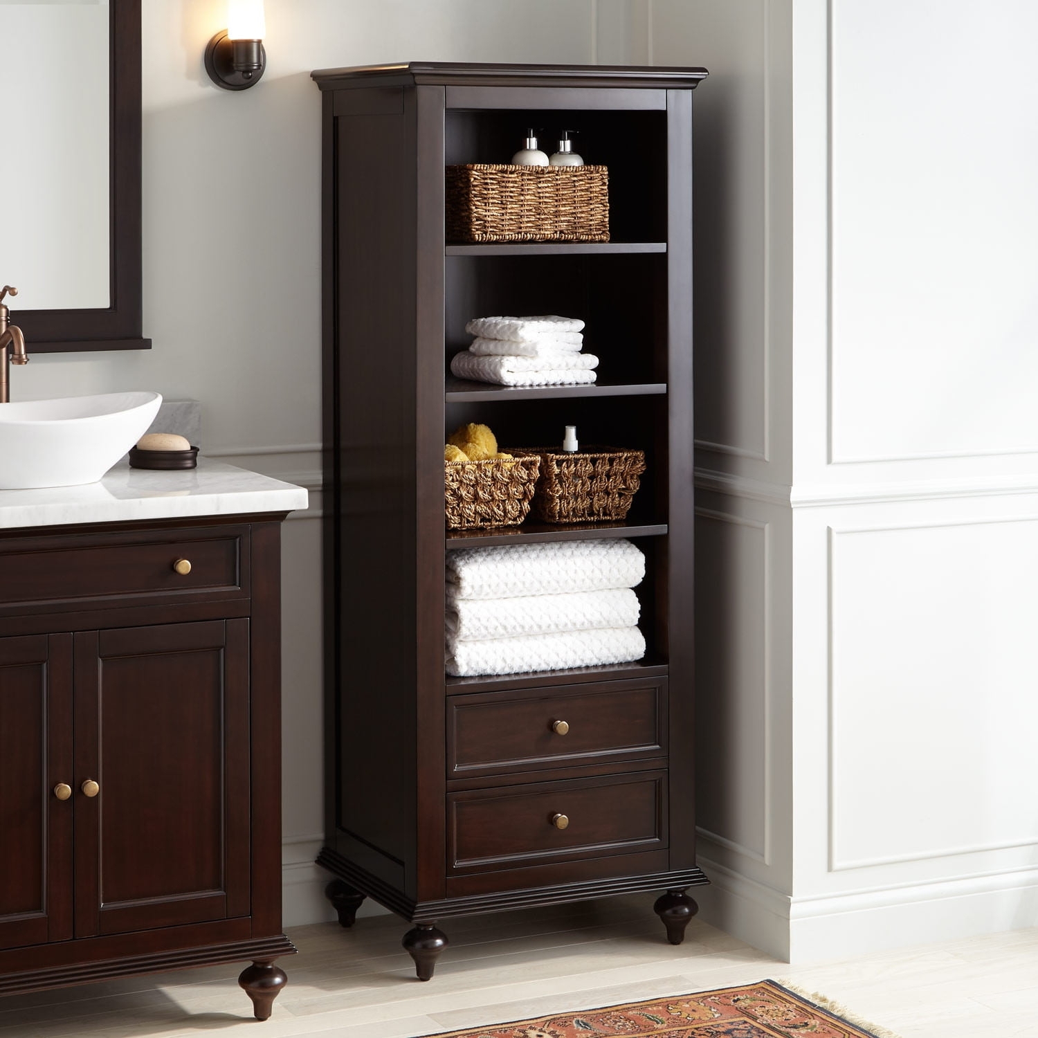 Keller Mahogany Linen Storage Cabinet Dark Espresso throughout dimensions 1500 X 1500