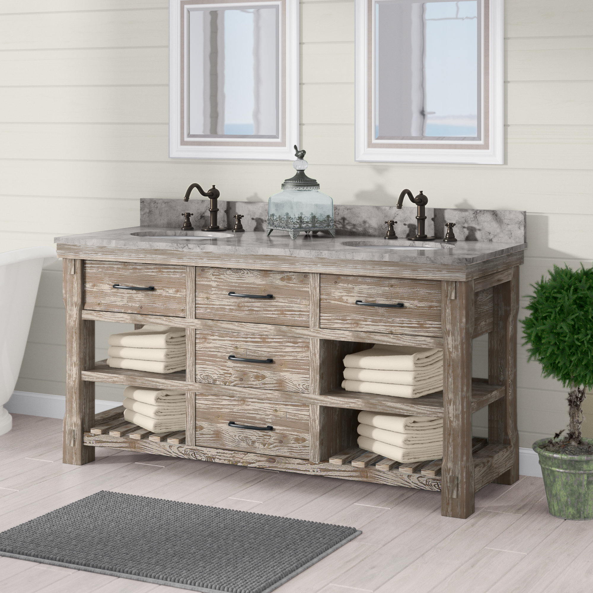 Laurel Foundry Modern Farmhouse Clemmie 61 Double Bathroom Vanity throughout size 2000 X 2000