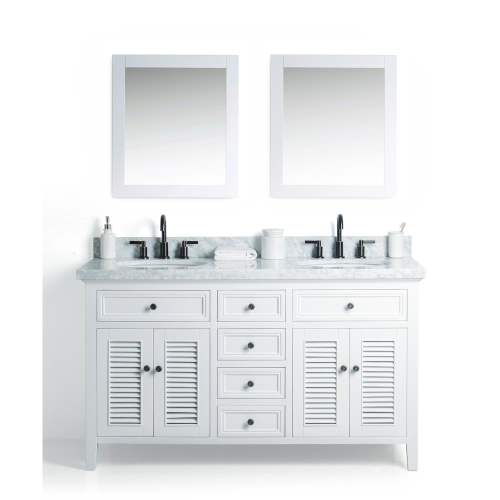 Legion Furniture 60 In W X 22 In D Vanity In White With Cararra for proportions 1000 X 1000