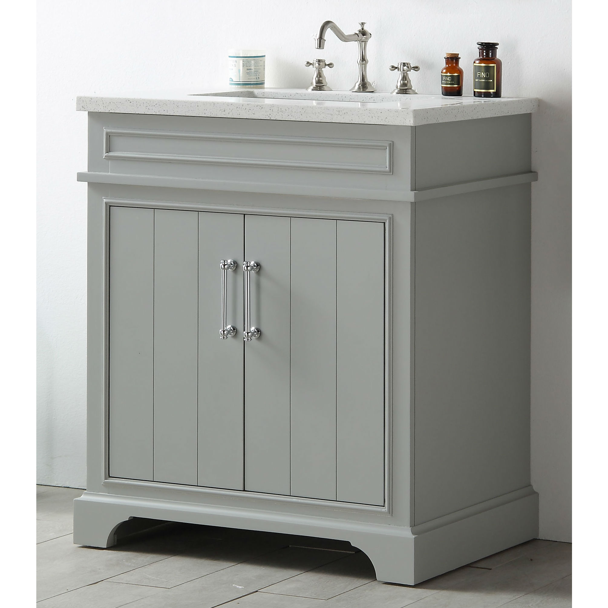 Legion Furniture Grey Wood 30 Inch Vanity Sink With Quartz Counter in measurements 2010 X 2010