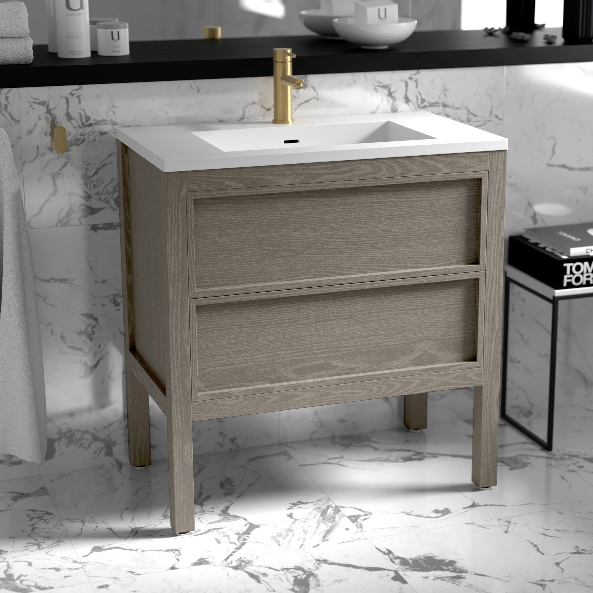 Lusso Claridge Grey Oak Bathroom Freestanding Vanity Unit 800 regarding measurements 2000 X 2000