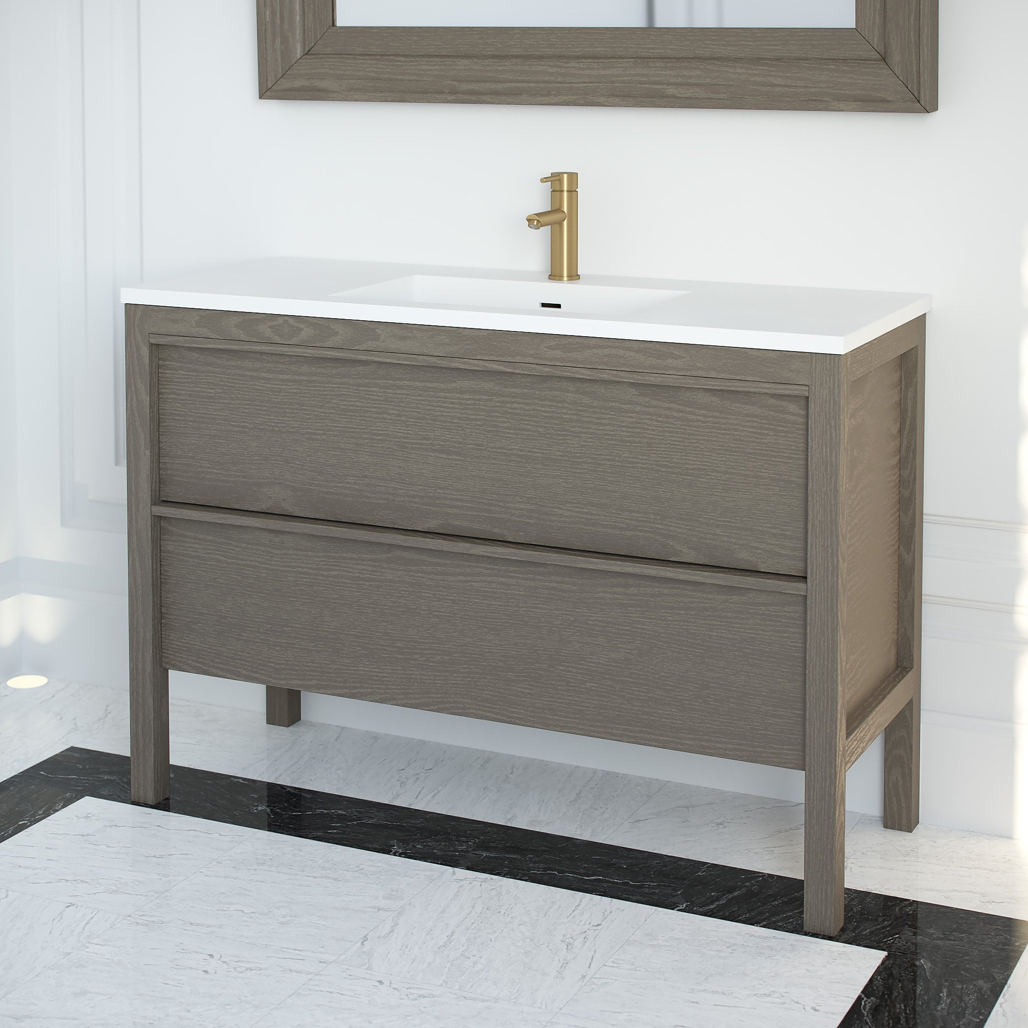 Lusso Stone Langham Grey Oak Bathroom Freestanding Vanity Unit 1200 with regard to size 2000 X 2000