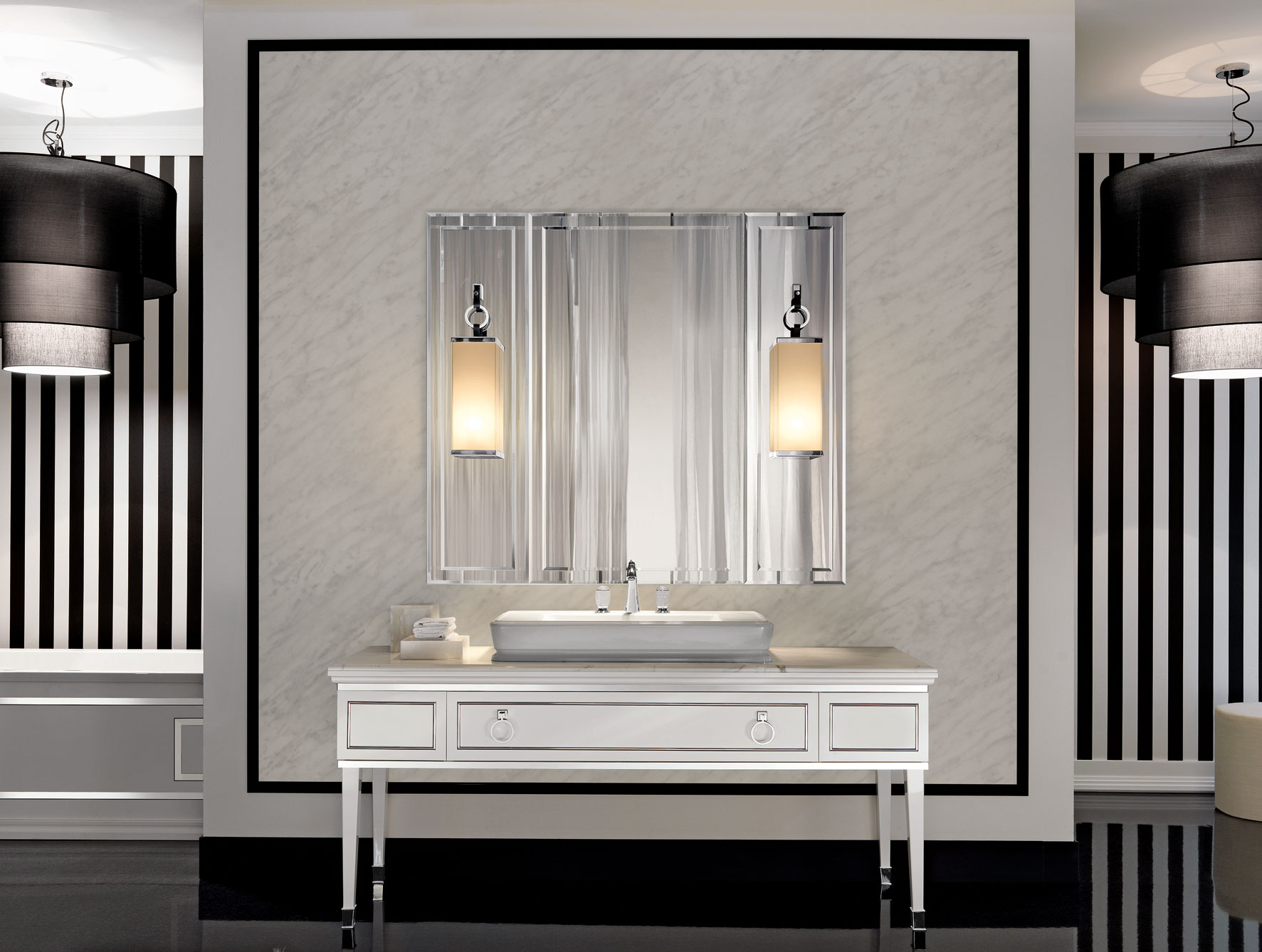 Lutetia L3 Luxury Art Deco Italian Bathroom Furniture In White Lacquer intended for sizing 1773 X 1338