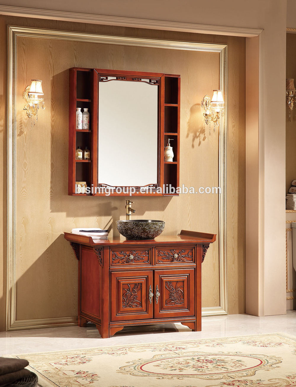 Luxury Chinese Style Antique Wooden Bathroom Vanitytraditional inside dimensions 1000 X 1307
