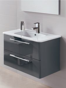 Mara Gloss Grey 80cm Vanity Unit 2 Drawer And Basin Bathroom Furniture within proportions 900 X 1200