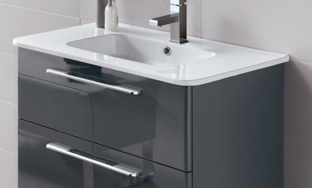Mara Gloss Grey 80cm Vanity Unit 2 Drawer And Basin Bathroom Furniture within proportions 900 X 1200