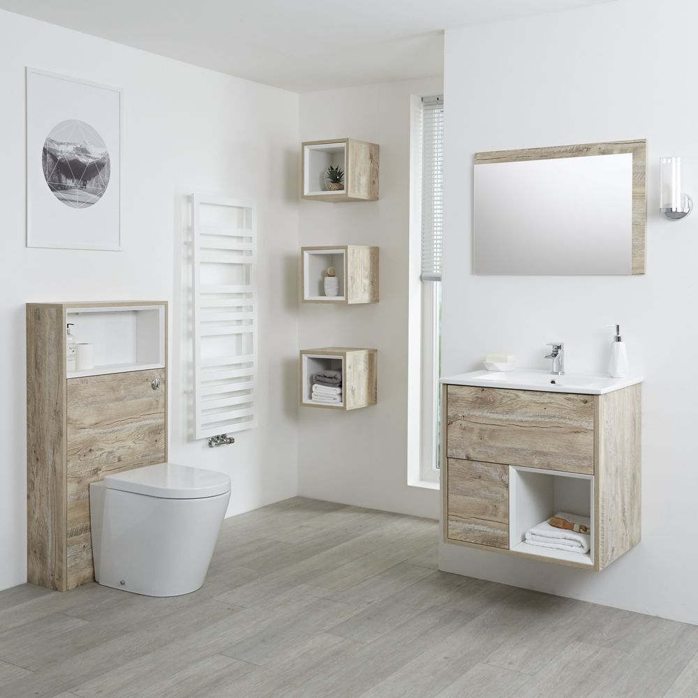 Milano Bexley Light Oak Modern 600mm Open Shelf Vanity Unit Wc throughout dimensions 1000 X 1000