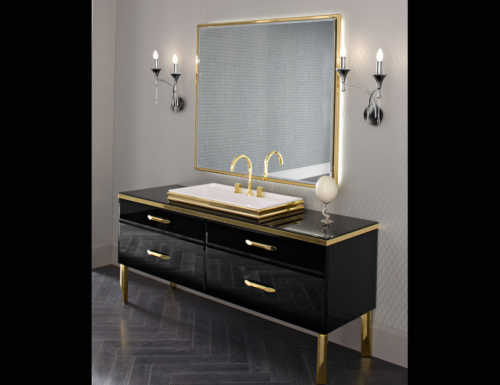 Milldue Hilton 18 Black Lacquered Glass Luxury Italian Bathroom Vanities throughout dimensions 1737 X 1338