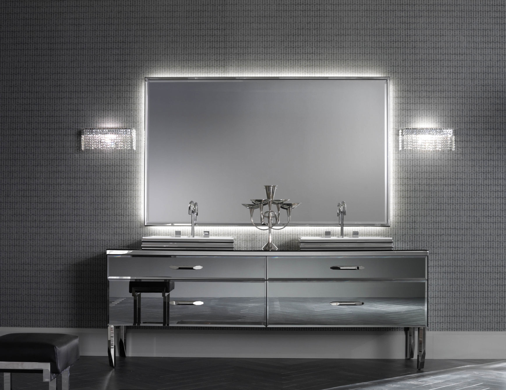 Milldue Mitage Hilton 01 Mirrored Fume Luxury Italian Bathroom Vanities intended for sizing 1737 X 1338