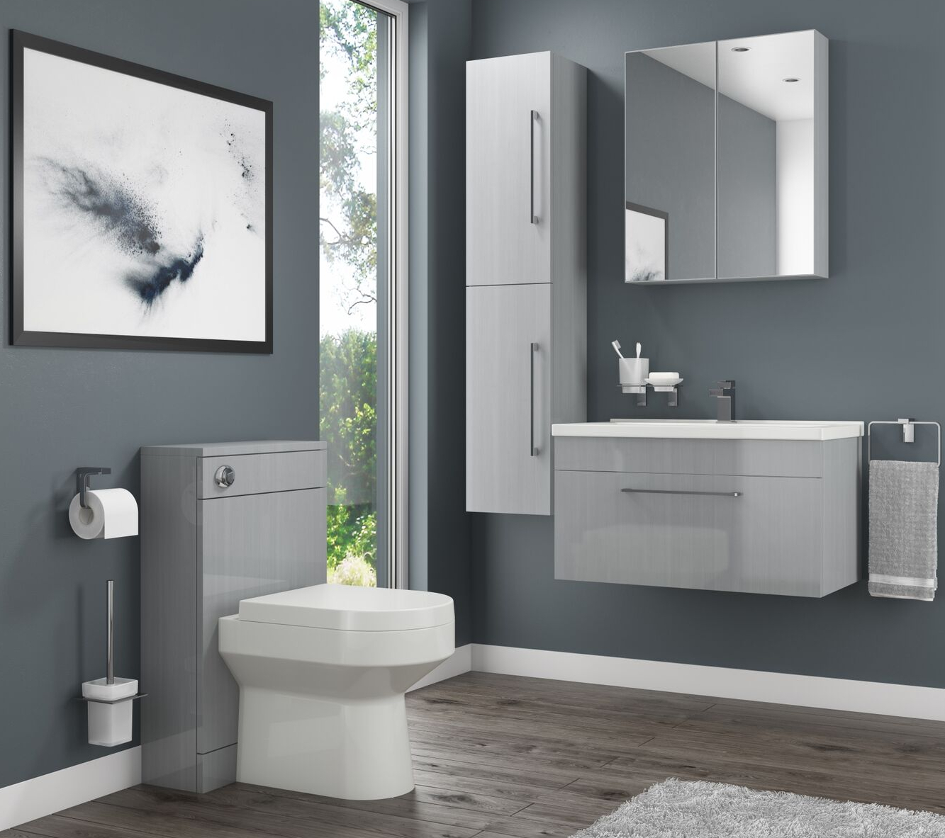 Moderno Grey Bathroom Collection Vanity Basin Unit Toilet Unit regarding size 1333 X 1183