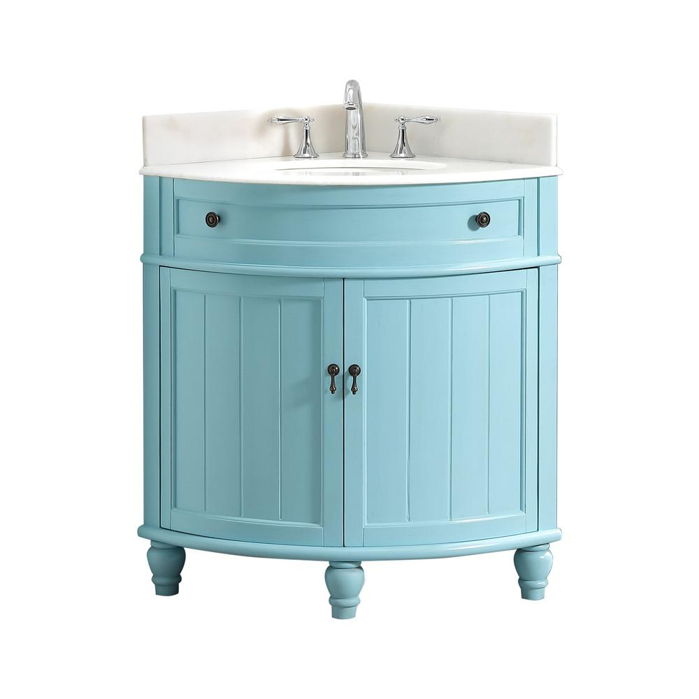 Modetti Angolo 34 In W X 24 In D Bath Vanity In Blue With Marble within sizing 1000 X 1000