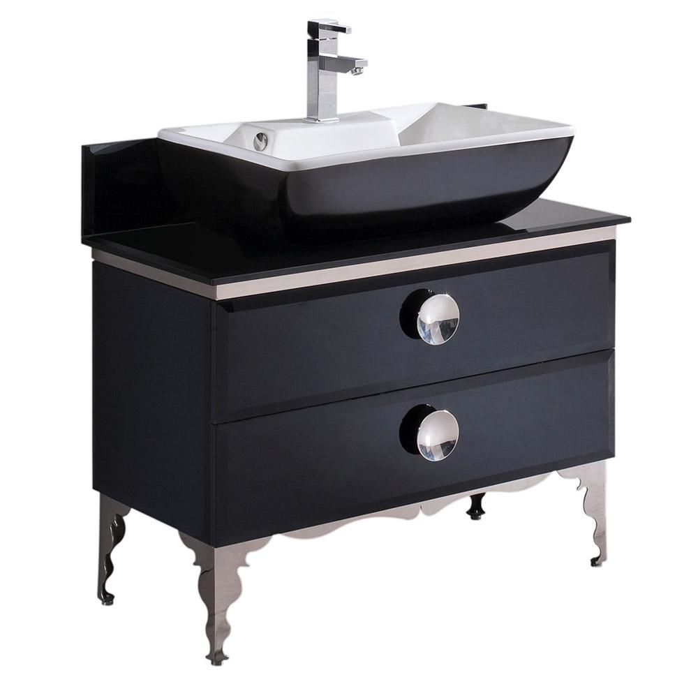 Moselle 36 Modern Glass Bathroom Cabinet W Top Vessel Sink intended for dimensions 1000 X 1000