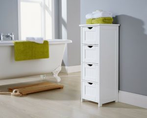 New White Free Standing Bathroom 4 Drawer Storage Unit Bathroom regarding dimensions 1080 X 864