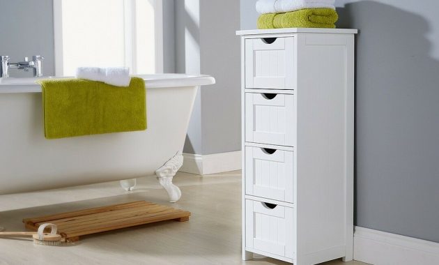 New White Free Standing Bathroom 4 Drawer Storage Unit Bathroom regarding dimensions 1080 X 864