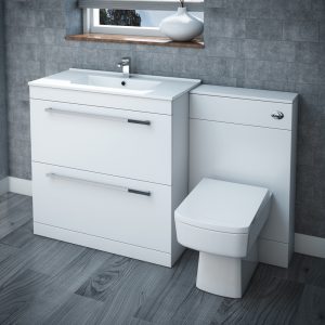 Nova High Gloss White Vanity Bathroom Suite W1300 X D400200mm At in measurements 1000 X 1000