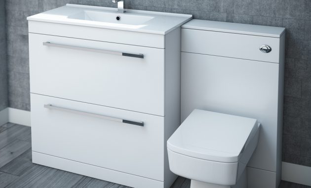 Nova High Gloss White Vanity Bathroom Suite W1300 X D400200mm At throughout measurements 1000 X 1000