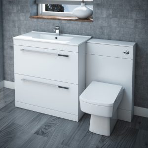 Nova High Gloss White Vanity Bathroom Suite W1300 X D400200mm At throughout proportions 1000 X 1000