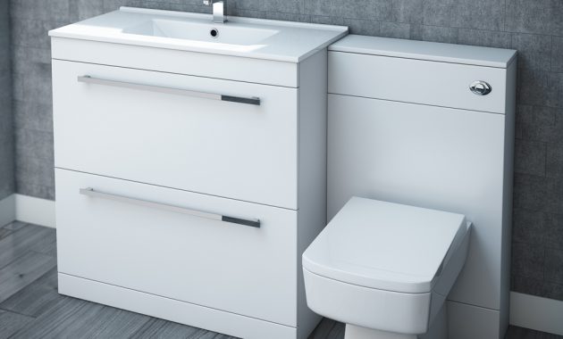 Nova High Gloss White Vanity Bathroom Suite W1300 X D400200mm At with regard to measurements 1000 X 1000
