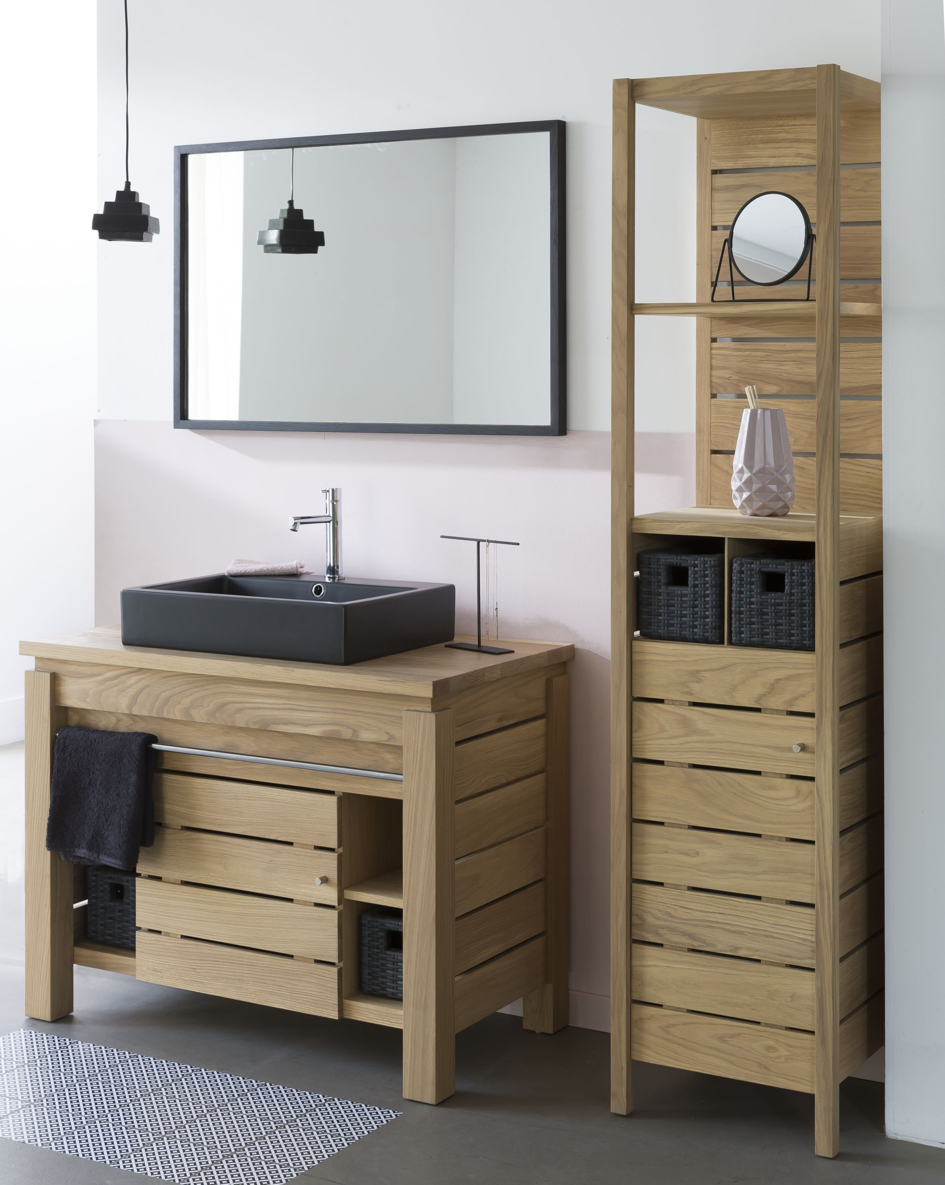 Origin Line Art Solid Teak Bathroom Vanity With Column Line Art in size 1914 X 2400