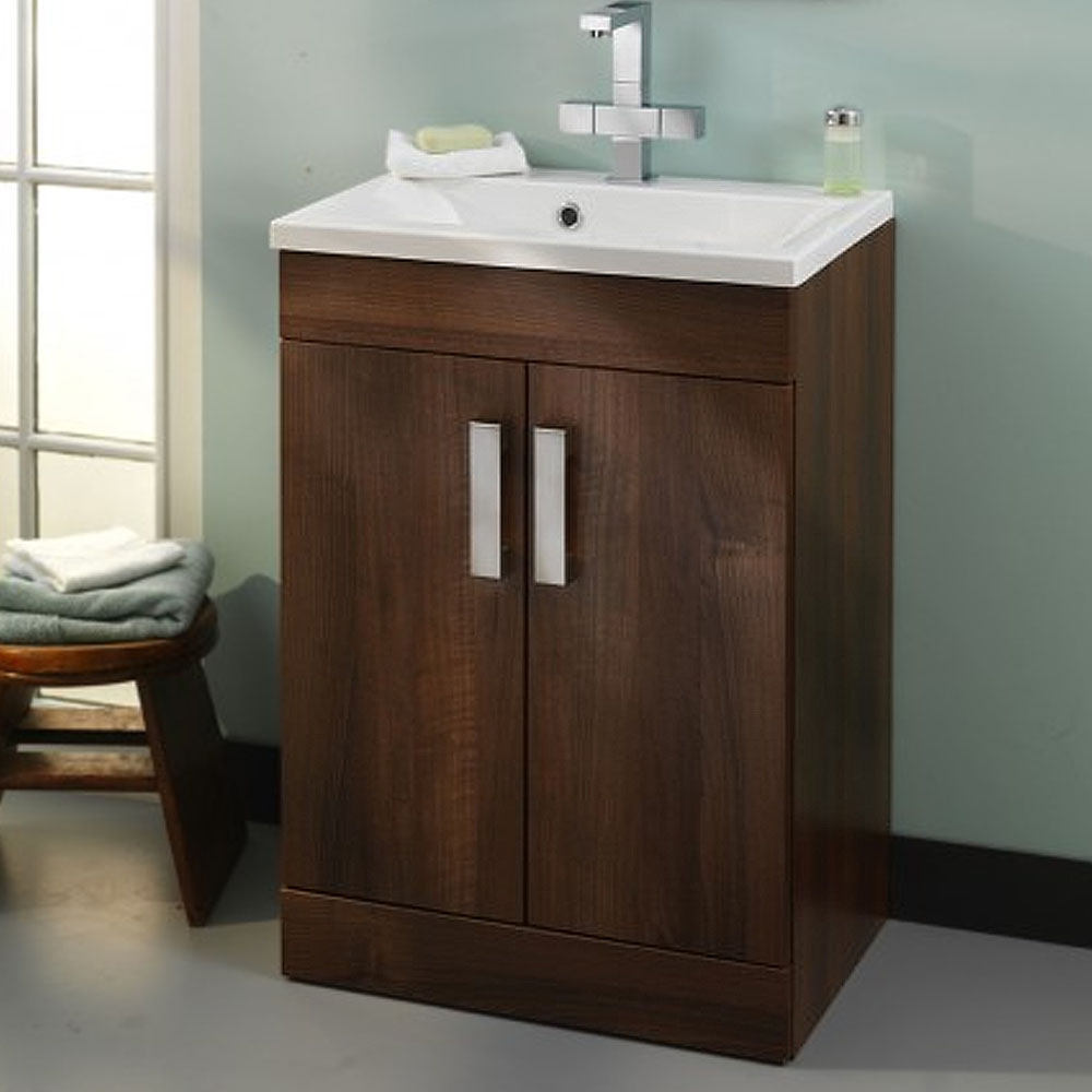 Oslo 58cm Walnut Unit Cast Top Tilehaven throughout proportions 1000 X 1000