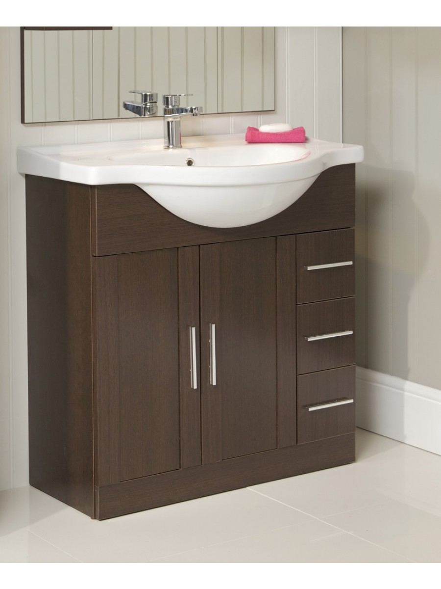 Oslo Wenge 75cm Vanity Unit Basin in proportions 900 X 1200