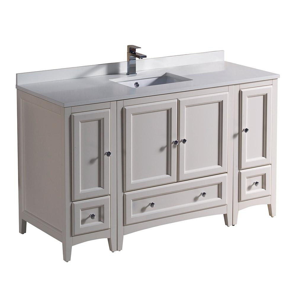 Oxford 54 Antique White Traditional Bathroom Cabinets W Top Sink inside measurements 1000 X 1000