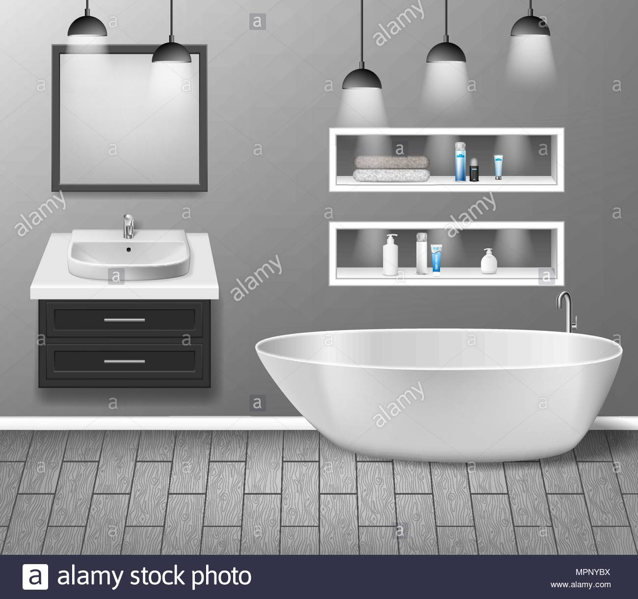 Realistic Bathroom Furniture Interior With Modern Bathroom Sink pertaining to sizing 1300 X 1220