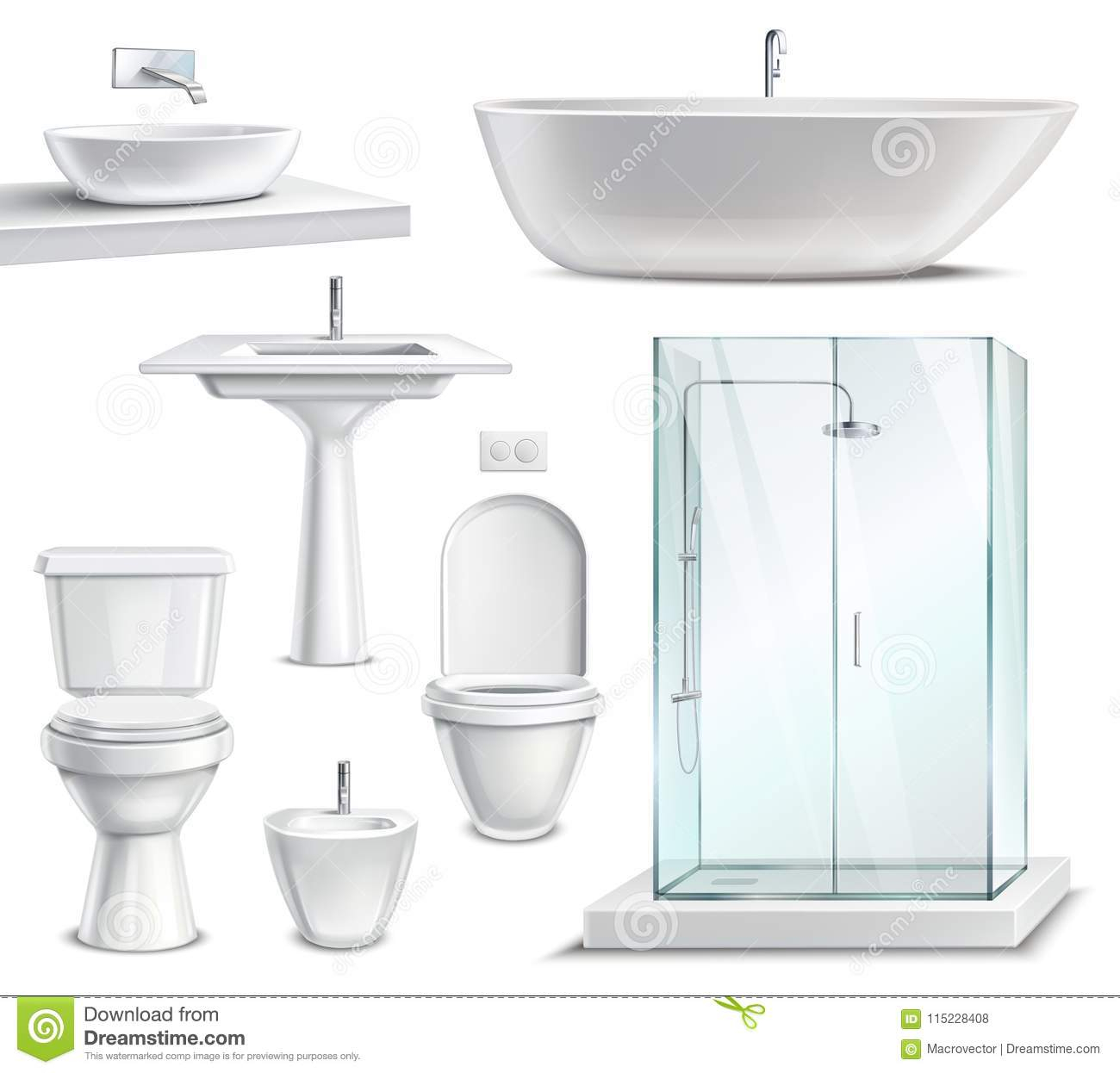 Realistic Bathroom Furniture Set Stock Vector Illustration Of inside sizing 1300 X 1246