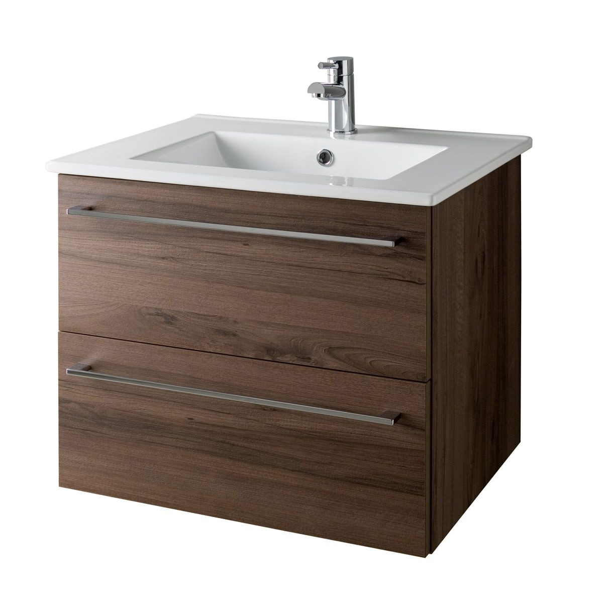 Seville Wall Hung Vanity Unit Basin Walnut 800mm pertaining to measurements 1200 X 1200