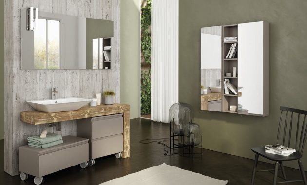 Single Vanity Unit In Wood With Mirror Idfdesign throughout dimensions 1200 X 849