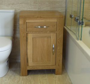 Solid Oak Bathroom Basin Cabinet 60cm Wide X 80cm High Single Door for proportions 1600 X 1487