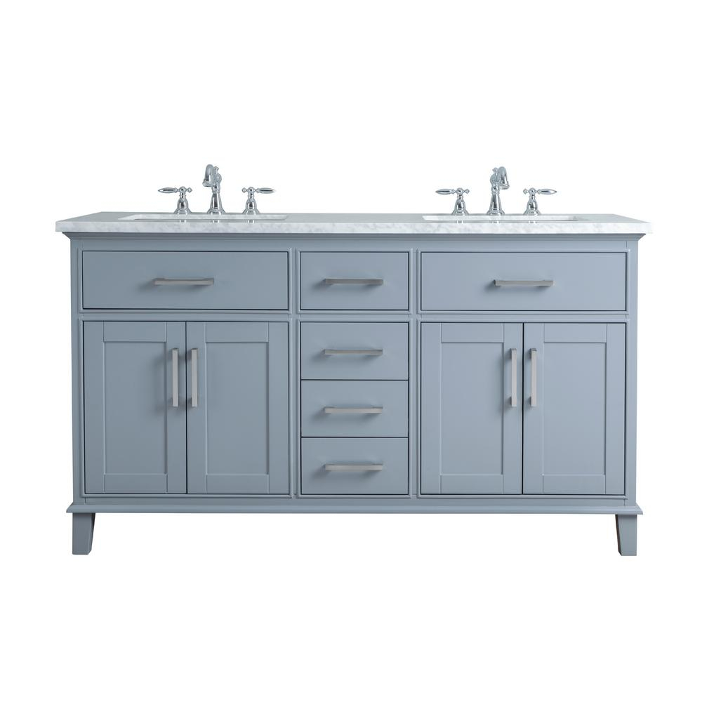 Stufurhome 60 In Leigh Double Sink Bathroom Vanity In Grey With throughout size 1000 X 1000