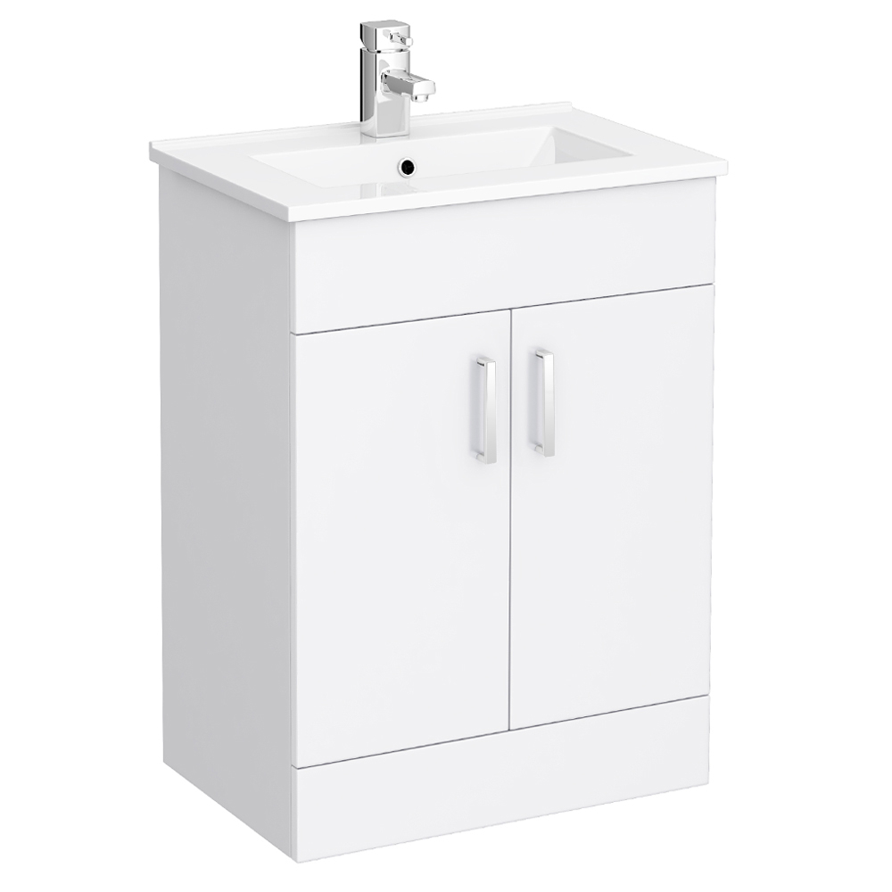 Turin Vanity Sink With Cabinet 600mm Modern High Gloss White At regarding dimensions 1000 X 1000