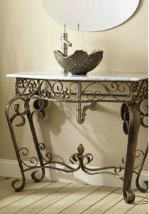 Vanna Wrought Iron Console Vanity For Vessel Sink With Marble Top In for dimensions 2100 X 3000