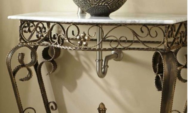 Vanna Wrought Iron Console Vanity For Vessel Sink With Marble Top In for dimensions 2100 X 3000