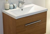 Vanore Walnut Slimline 50cm Wall Hung Vanity Unit Bathroom regarding measurements 900 X 1200