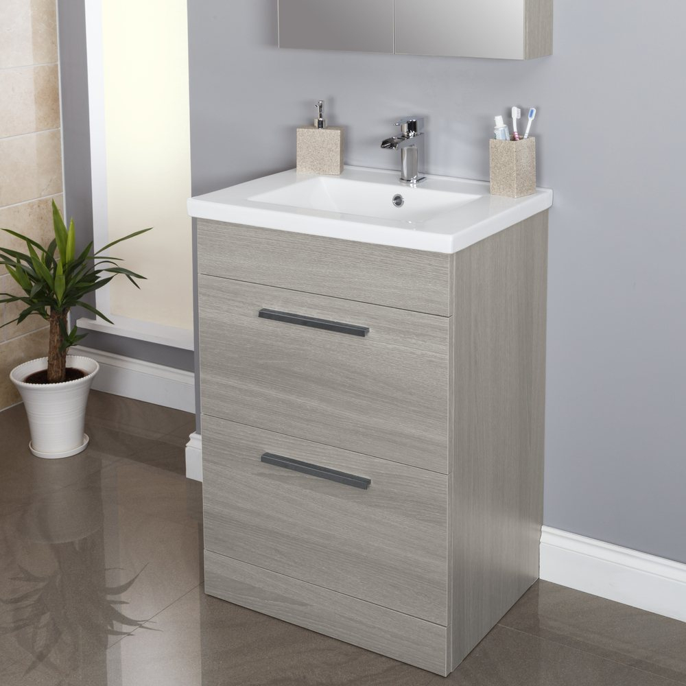 Vasari Grey Ash 2 Door Floor Standing Bathroom Sink Cabinet 600 for dimensions 1000 X 1000
