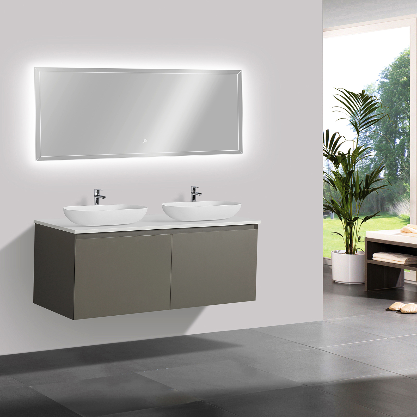 Wall Hung Bathroom Furniture Set Luna 1200 With Countertop Matt intended for proportions 1600 X 1600