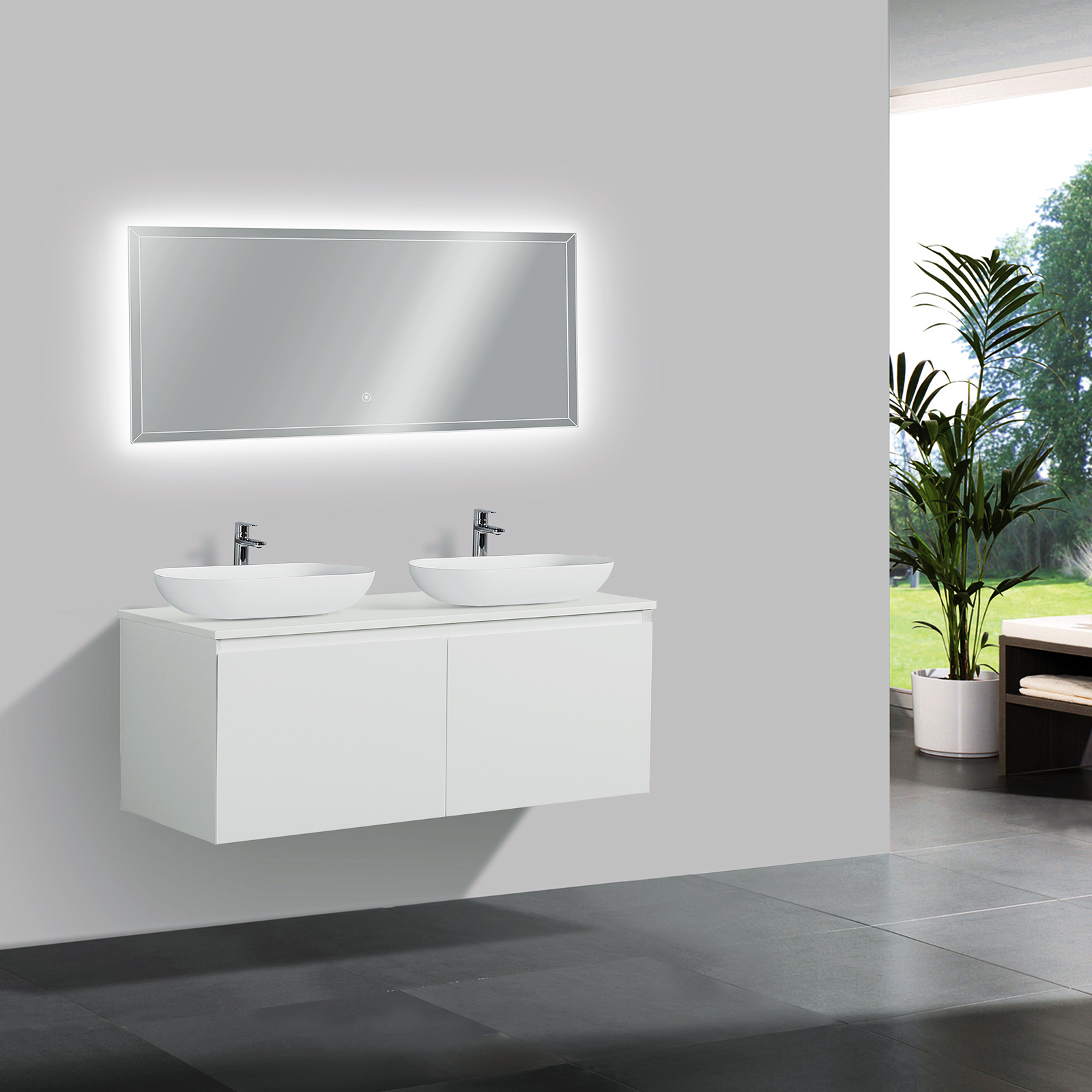Wall Hung Bathroom Furniture Set Luna 1200 With Countertop Matt pertaining to size 1600 X 1600