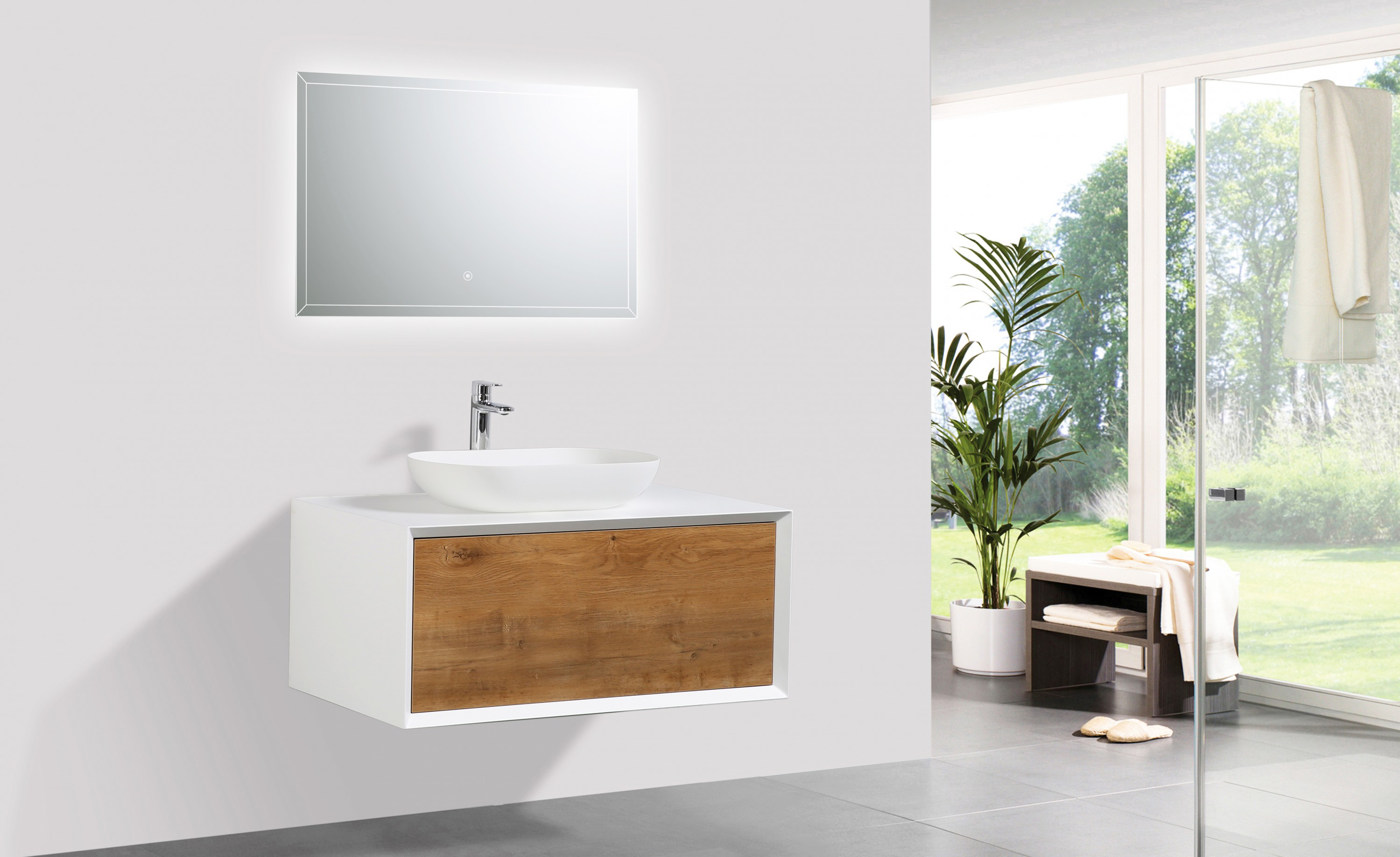 Wall Mounted Bathroom Furniture Set Fiona 900 Matte White Cabinet in measurements 2999 X 1837