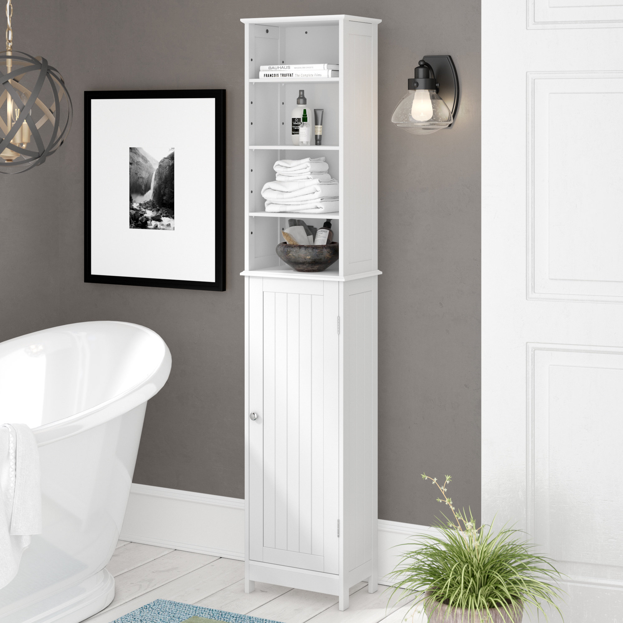 Wayfair Basics Hampton 1655x34cm Free Standing Tall Bathroom intended for dimensions 2000 X 2000