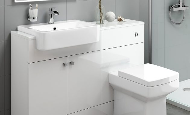 White Bathroom Vanity Storage Unit Toilet Basin Back To Wall for dimensions 1400 X 1400