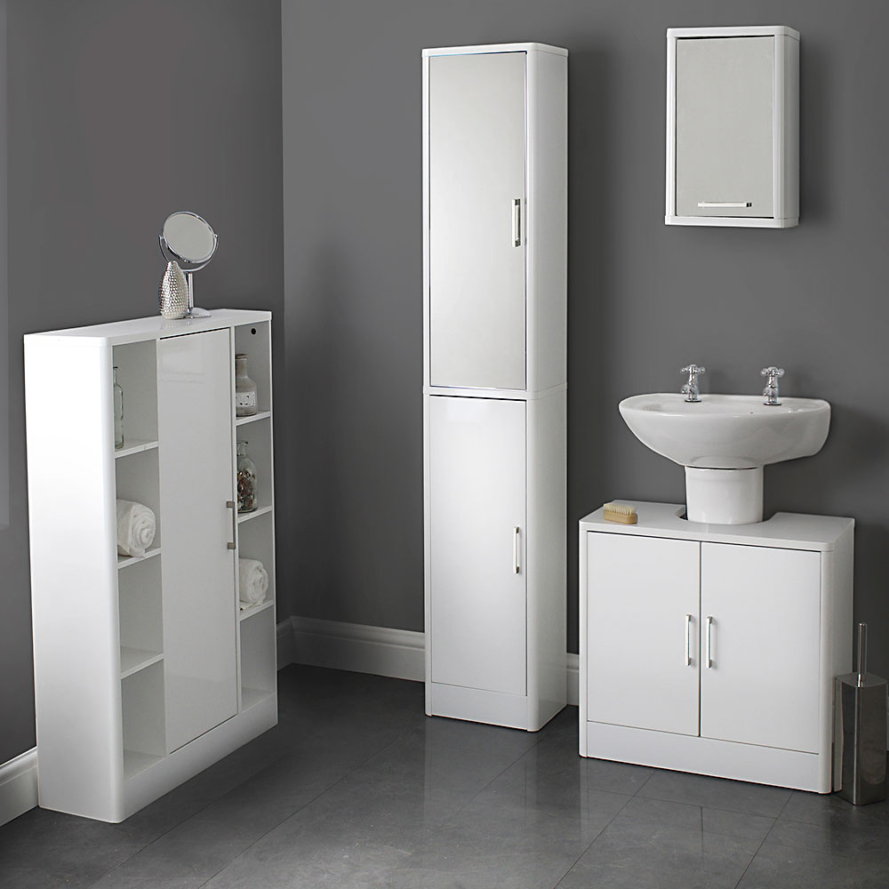 White Gloss Bathroom Range Storage Furniture House Homestyle with size 1000 X 1000