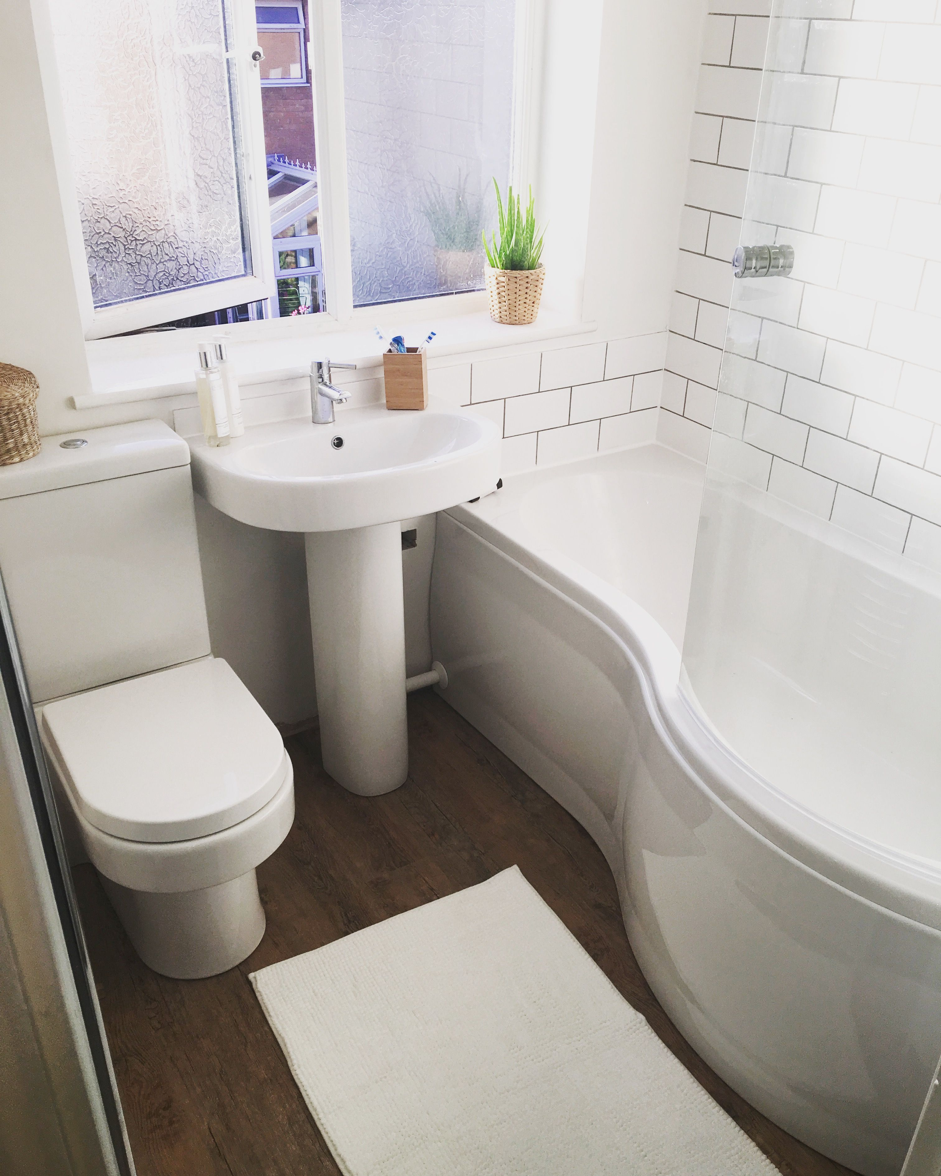 White Metro Tiles Matched With Dark Ash Grout Bathroom Suite From regarding size 3024 X 3779