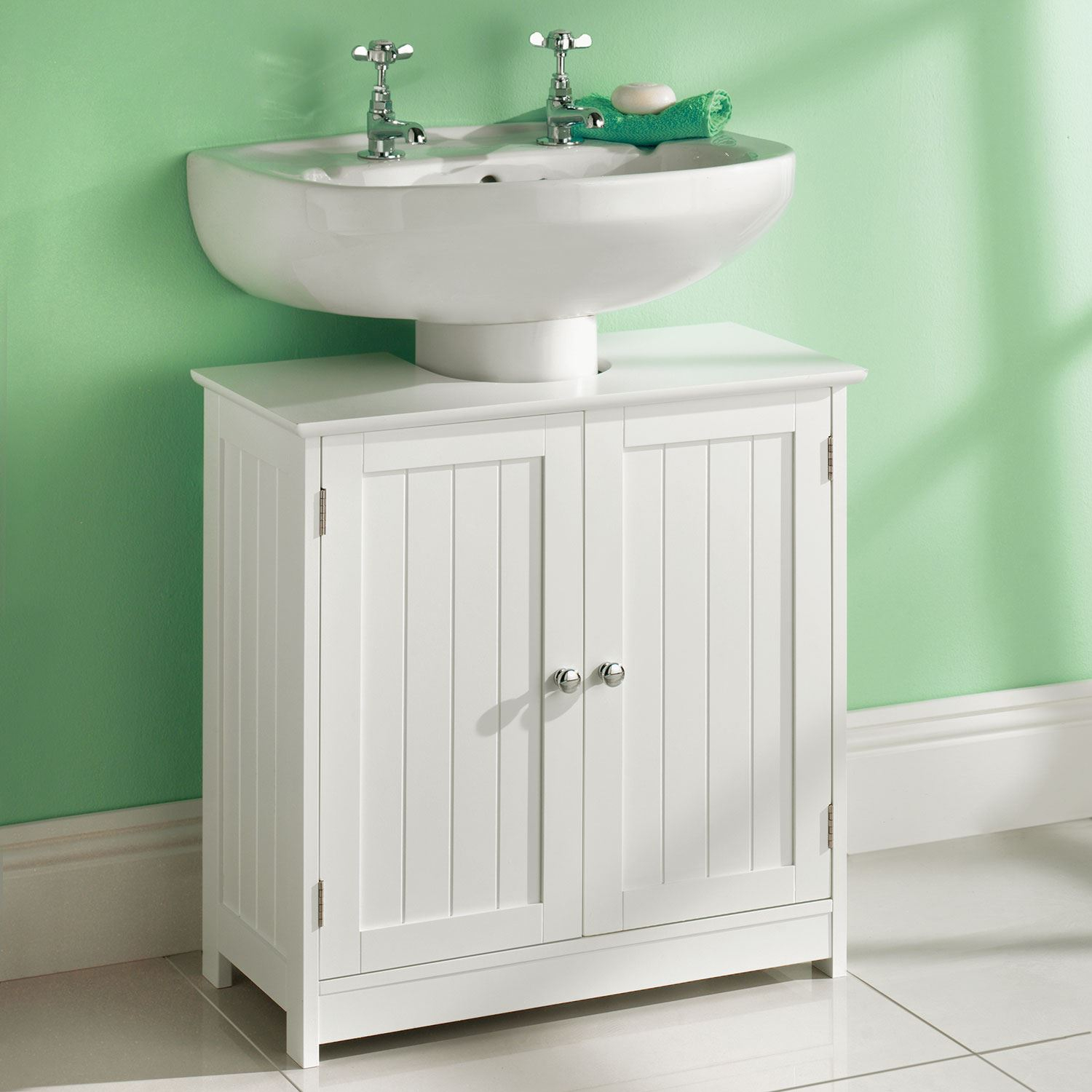 White Under Sink Basin Cabinet Cupboard Bathroom Furniture Storage with dimensions 1500 X 1500