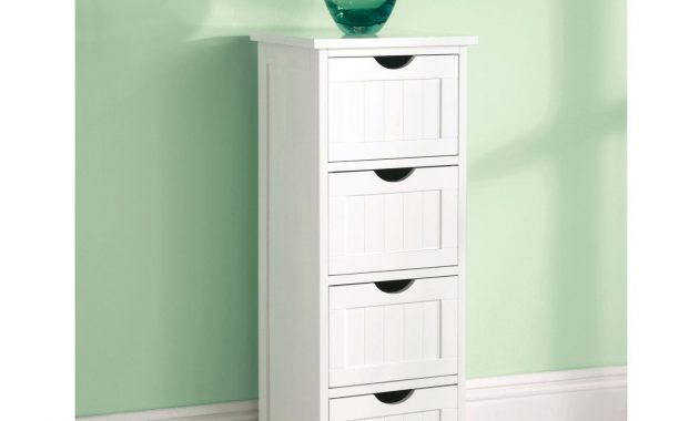 White Wooden Large 4 Drawer Free Standing Bathroom Cabinet Cupboard regarding dimensions 1500 X 1500