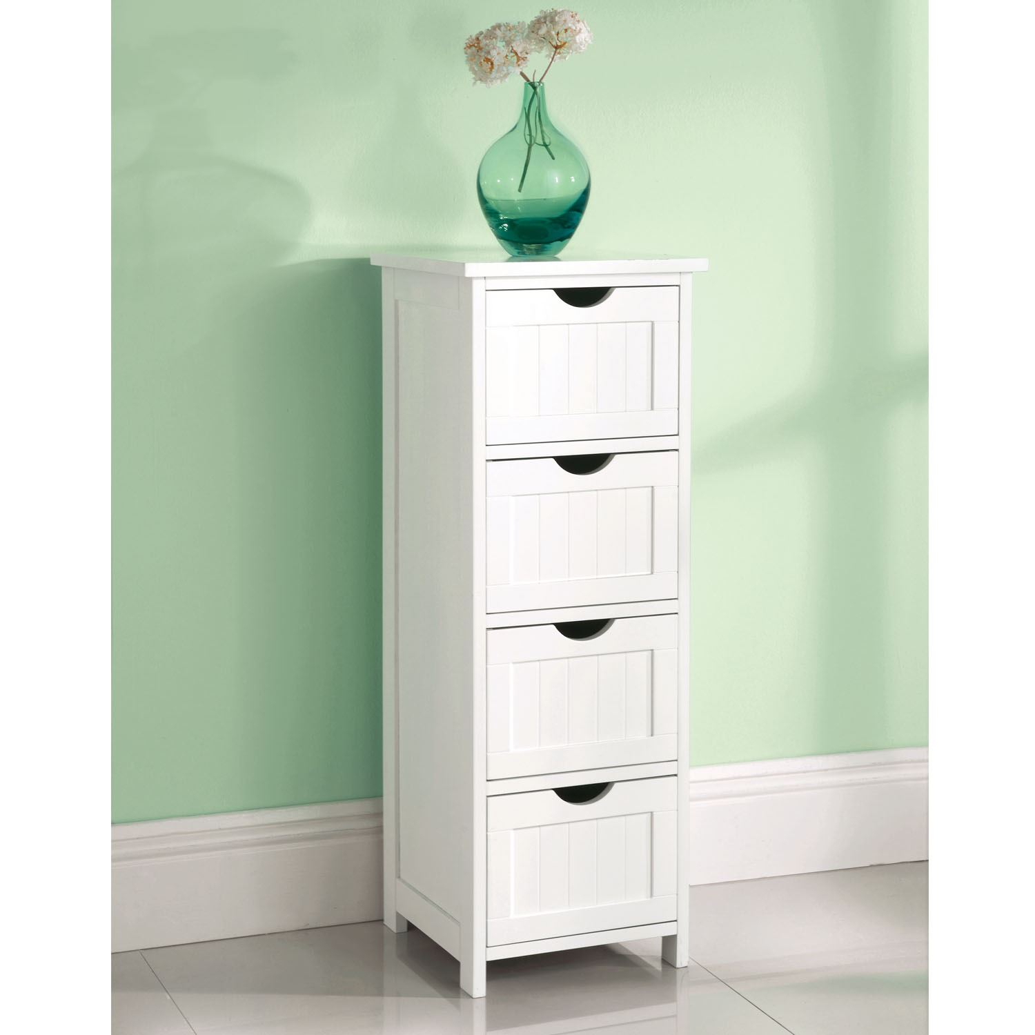 White Wooden Large 4 Drawer Free Standing Bathroom Cabinet Cupboard with regard to sizing 1500 X 1500