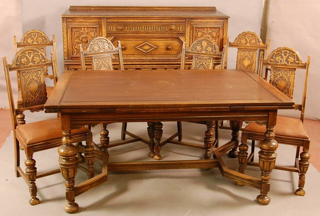 1920s Dining Room Furniture 549 Jacobean Style 1920s Oak throughout size 1100 X 744