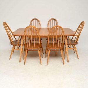 1960s Vintage Ercol Grand Windsor Dining Table Six Chairs regarding dimensions 1204 X 1205