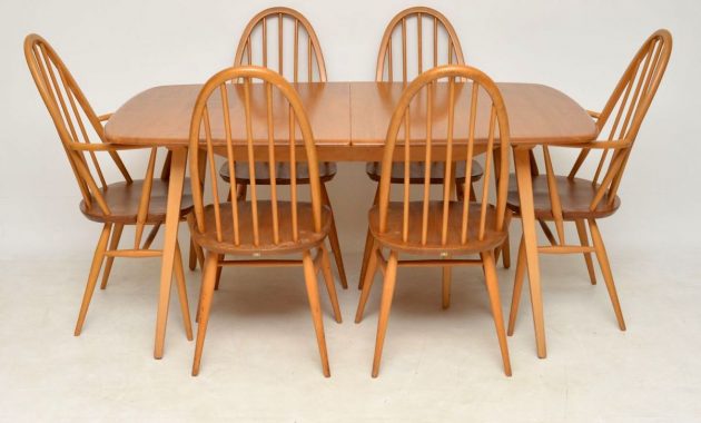 1960s Vintage Ercol Grand Windsor Dining Table Six Chairs regarding dimensions 1204 X 1205